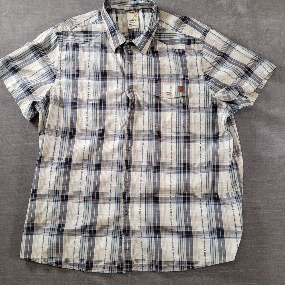 Solaris Outdoors Snap Up‎ Plaid Shirt White Mens Size 2XL XXL